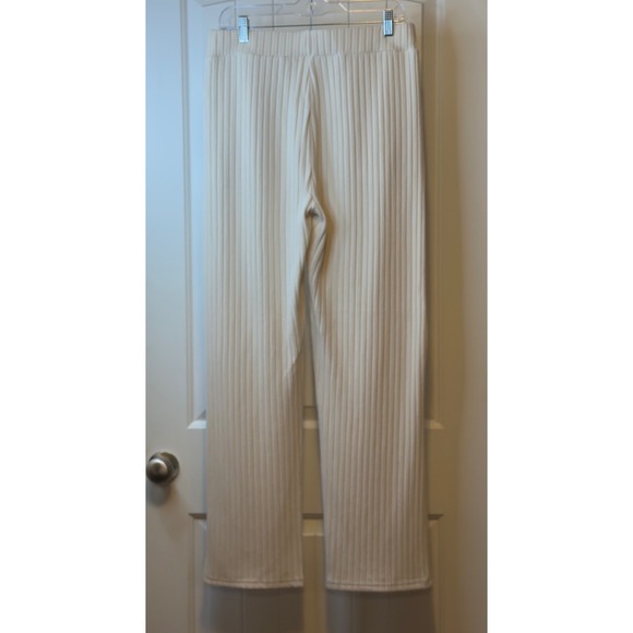 Shein Cream Ribbed Knit  2pc Set V Neck Top Wide Leg Pants Cozy Workwear 2X # - Picture 5 of 16